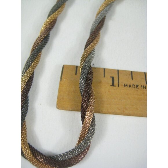 Baskin Brothers Vintage Twisted Rope Chain Necklace Gold Tone Sleek Modern 18 In - Picture 3 of 9